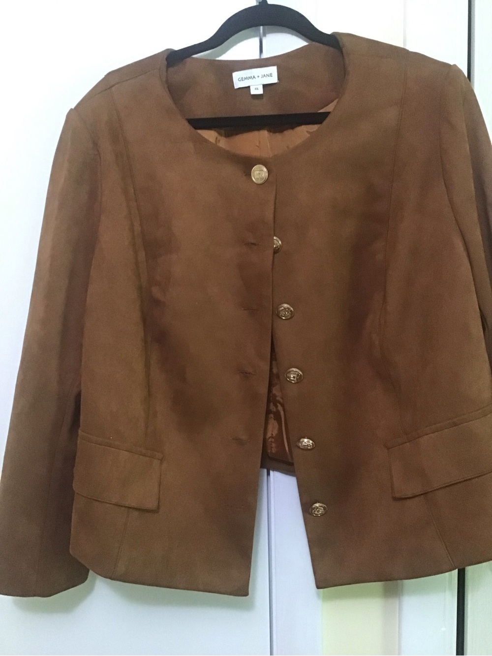 Women's Camel Suede Button Blazer